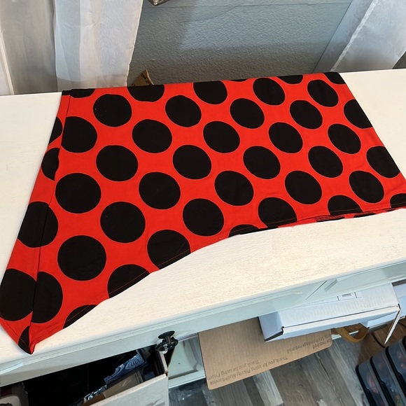 Zara Orange-red Black Chic Polka Dot Asymmetrical dress midi scarf S black label - Picture 15 of 17